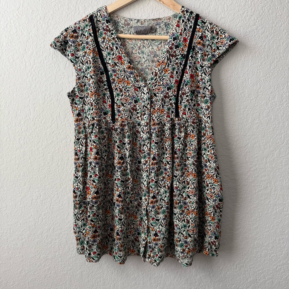Anthropologie‎ Vanessa Virginia Floral Print Babydoll Women's Top